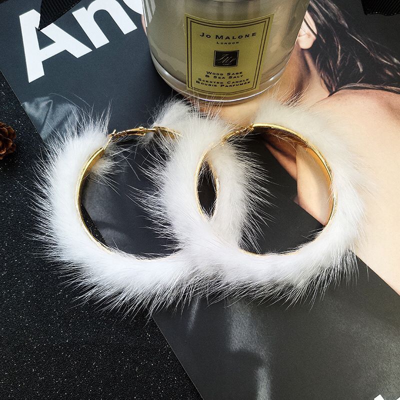 Wholesale Exaggerated Large Circle Mink Fur Ear Loops